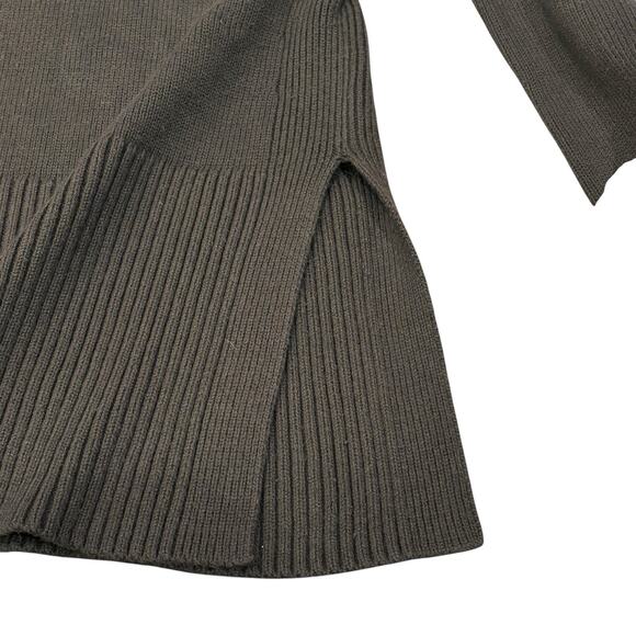 MARKET & SPRUCE Dark Green Mock Neck Center Seam Sweater Medium Cuffed Sleeves - Picture 3 of 5